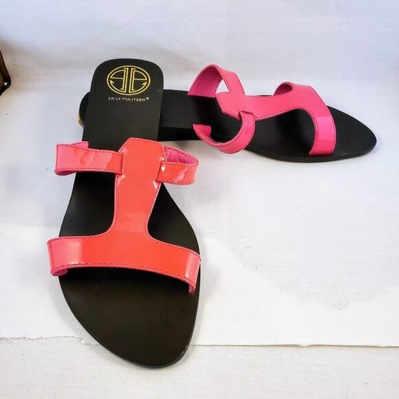 Lilly Pulitzer Phipps Slide Princess Pink Patent Leather Sandals Size 10B NWOB - Picture 7 of 10